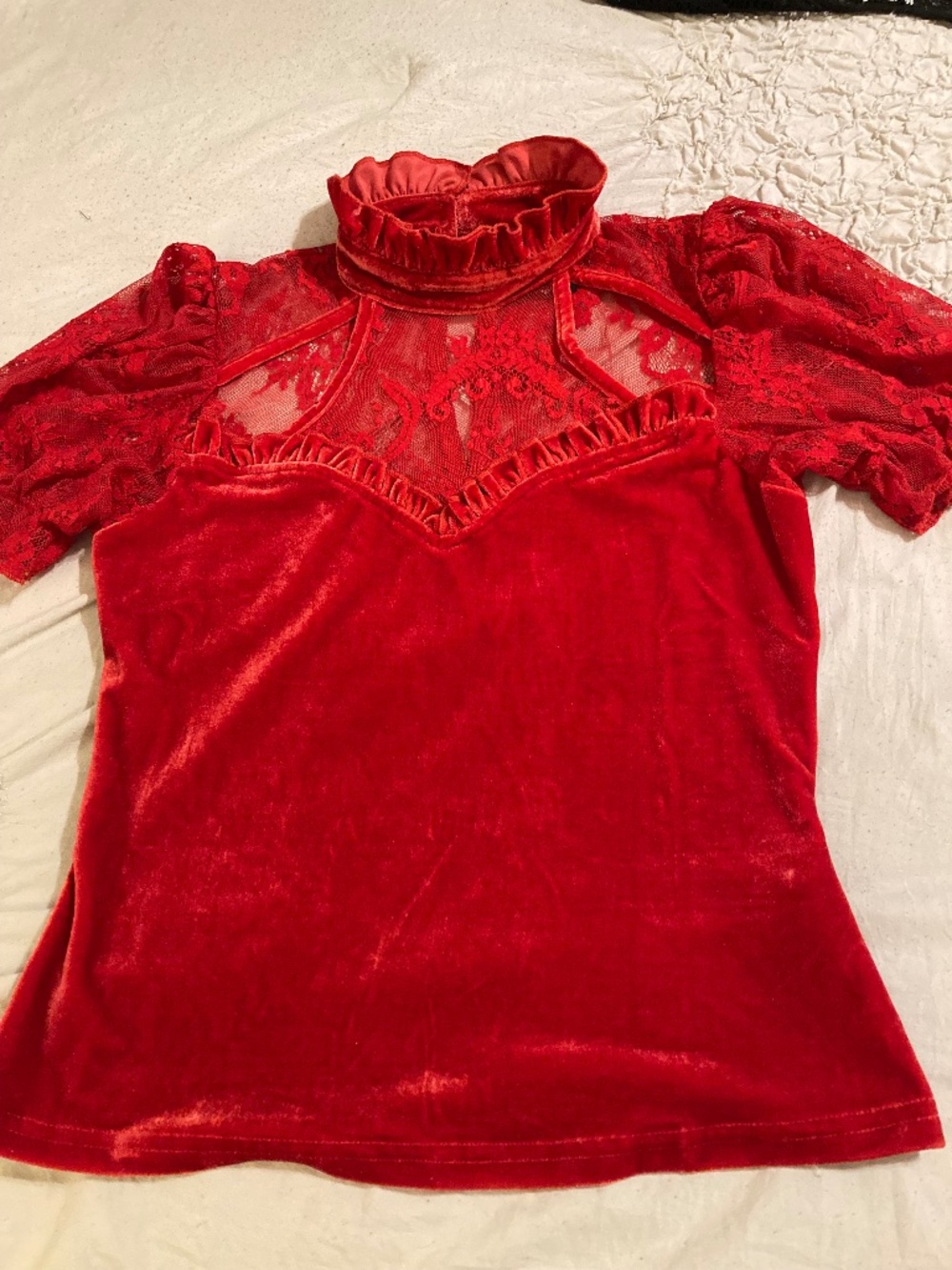 Killstar medium red lace and velvet top worn once